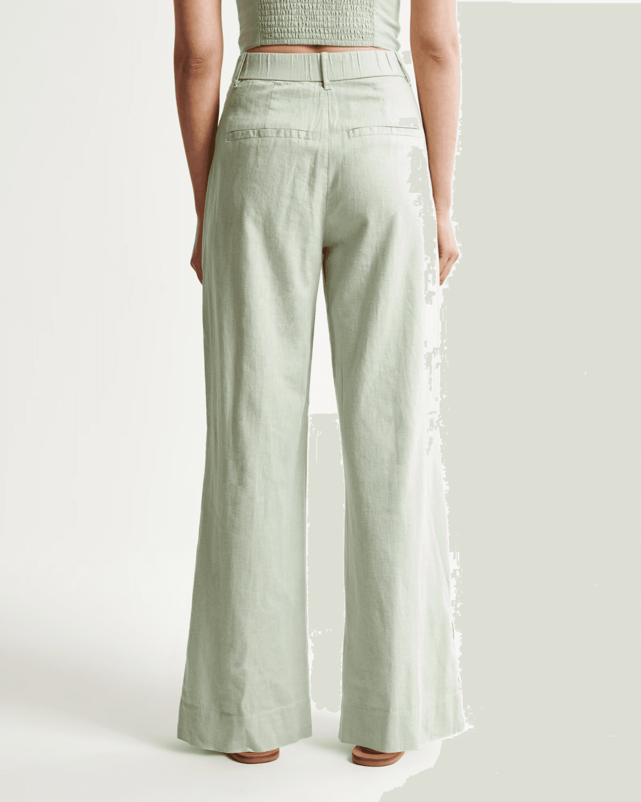 NWoT Abercrombie & Fitch Linen-Blend Tailored Wide Leg Pleated Pants Green Sz.XS - Thumbnail 9