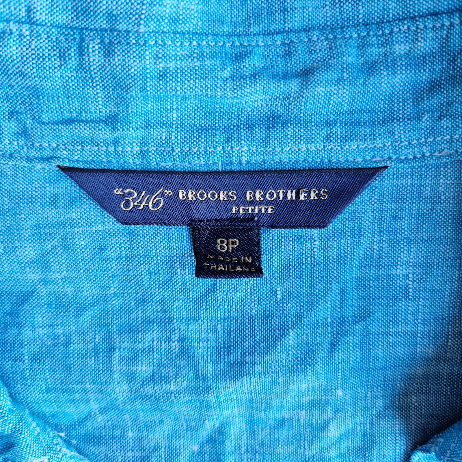 346 Brooks Brothers 100% Linen Button-Up Shirt Long Sleeve Blue Women's 8P - Thumbnail 5