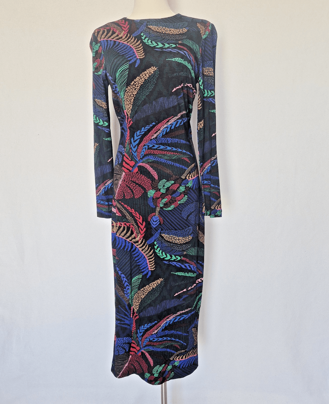 NWT Farm Rio Amazonia Night Long Sleeve Midi Bodycon Dress Stretch Knit Womens S - Thumbnail 8