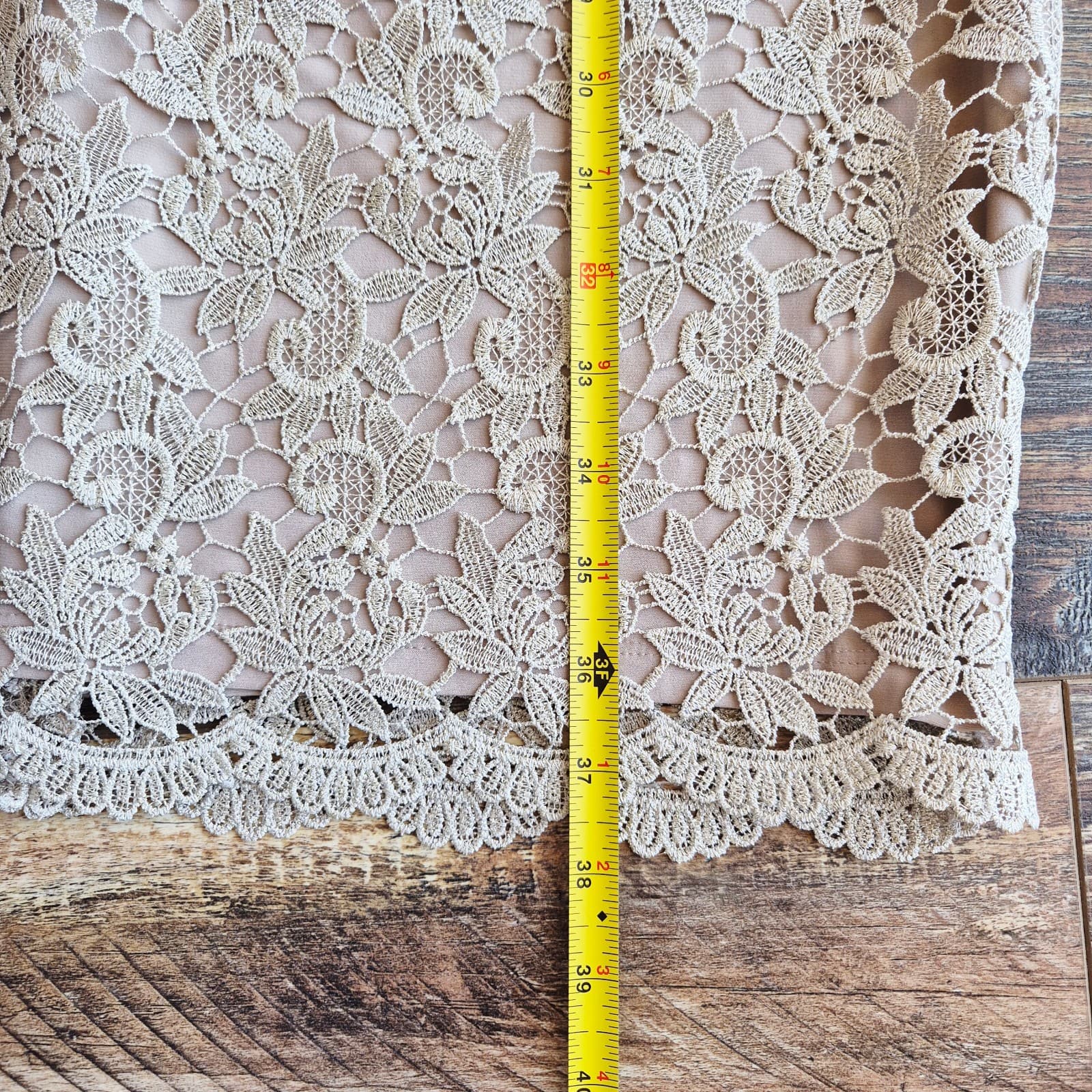 Lauren Ralph Lauren Lace Metallic Party Sheath Dress Sleeveless Ecru-Beige Sz.6 - Thumbnail 11