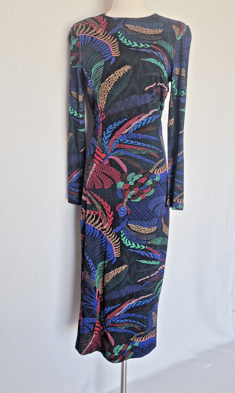 NWT Farm Rio Amazonia Night Long Sleeve Midi Bodycon Dress Stretch Knit Womens S - Thumbnail 6