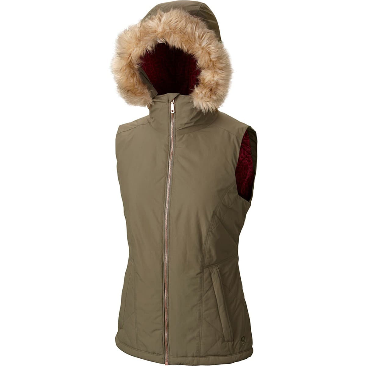 Mountain Hardwear Potrero Insulated Hood Vest Removable Faux-Fur Green Women's S - Thumbnail 5