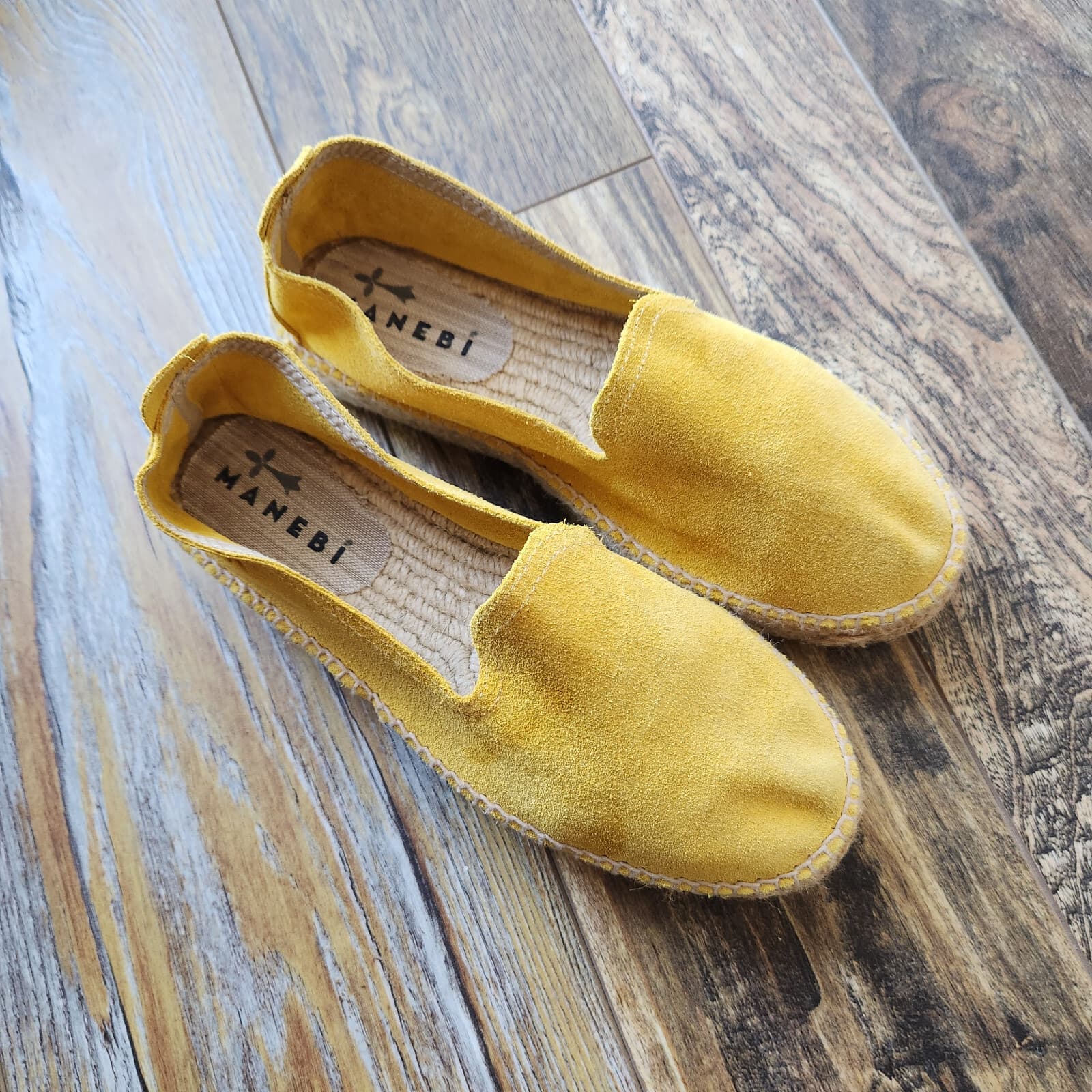 MANEBI $155 Hamptons Suede Jute Double Sole Espadrilles Slip-On Shoe Yellow EU39 - Thumbnail 5
