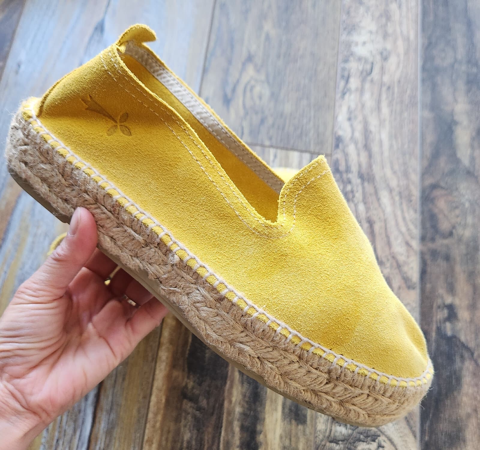 MANEBI $155 Hamptons Suede Jute Double Sole Espadrilles Slip-On Shoe Yellow EU39 - Thumbnail 2