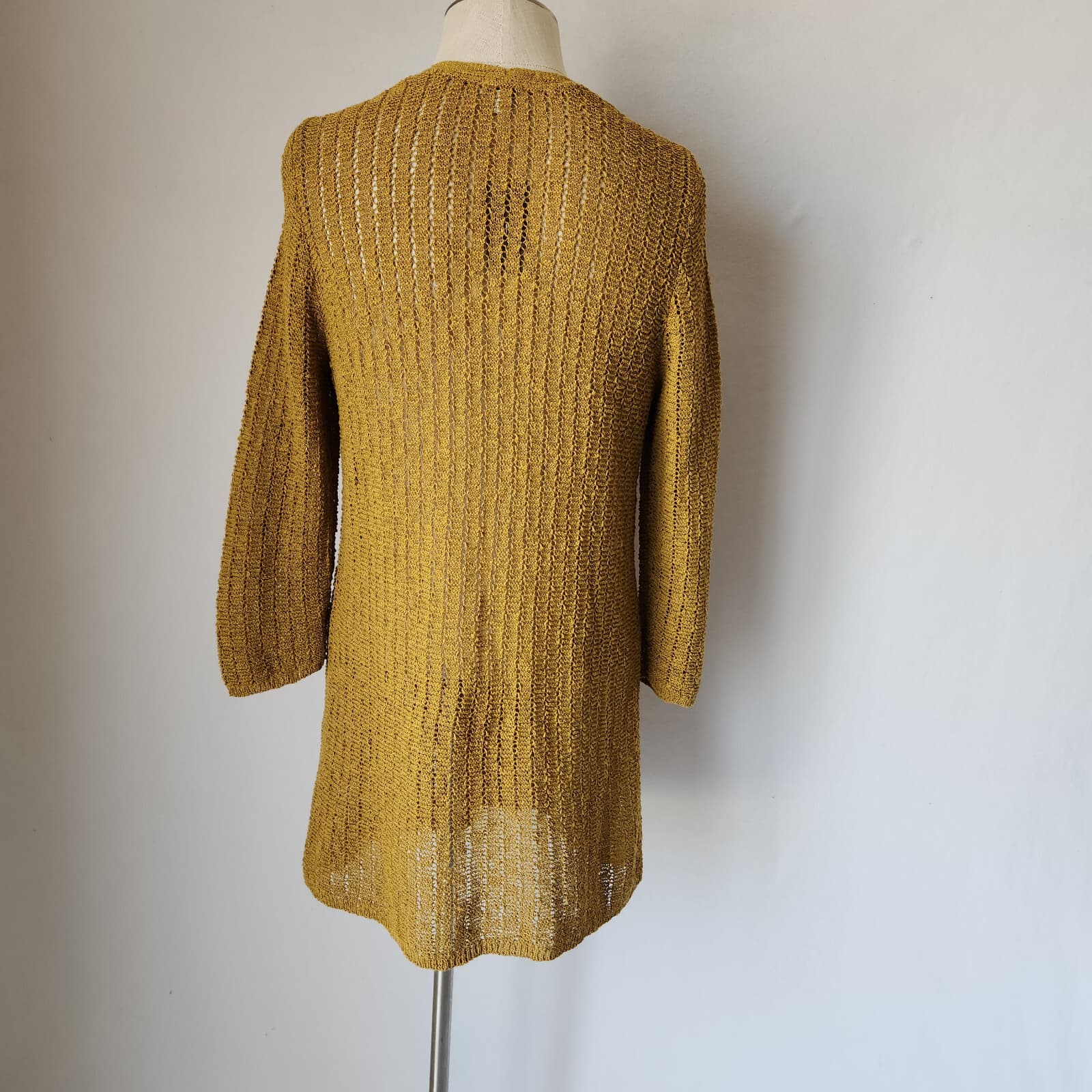 NWT J. Jill $89 Gilded Coin Open Stitch Knit V-Neck Sweater Top Mustard Womens M - Thumbnail 5