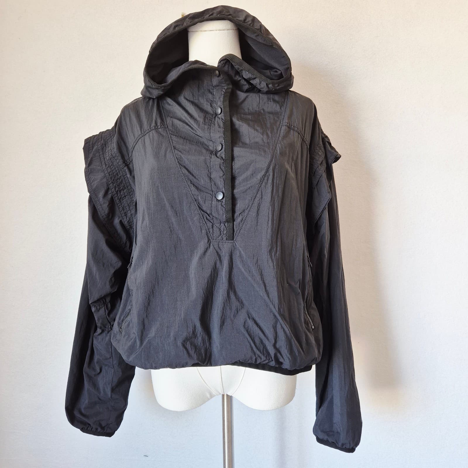 Free People Movement Hooded Lightweight Anorak Jacket Pullover Black Women's XS - Thumbnail 4