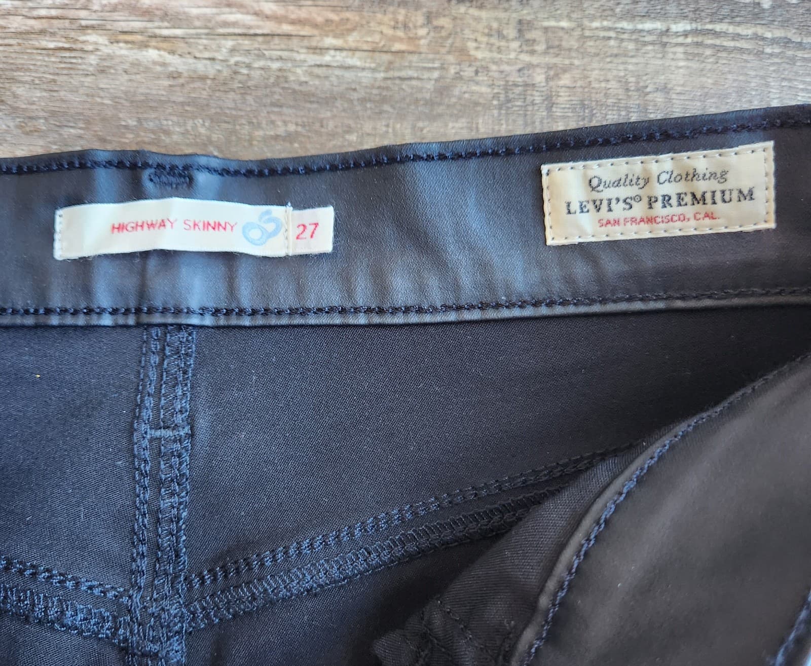NEW Levi's Premium "E" Sample Not For Resale Highway Skinny Jeans Coat Black 27 - Thumbnail 7