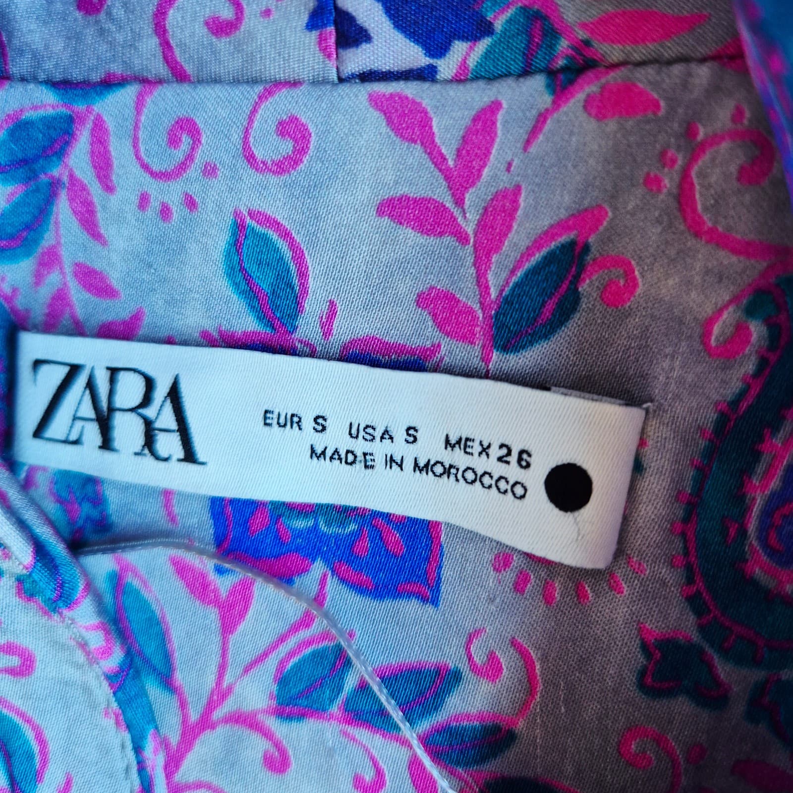 ZARA Paisley Satin Shawl Collar Mini Wrap Dress Side-Tie Sleeveless Purple Sz.S - Thumbnail 9