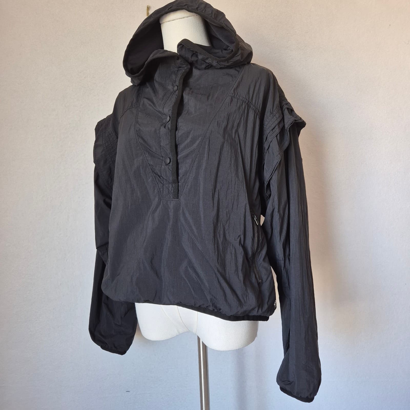 Free People Movement Hooded Lightweight Anorak Jacket Pullover Black Women's XS - Thumbnail 2