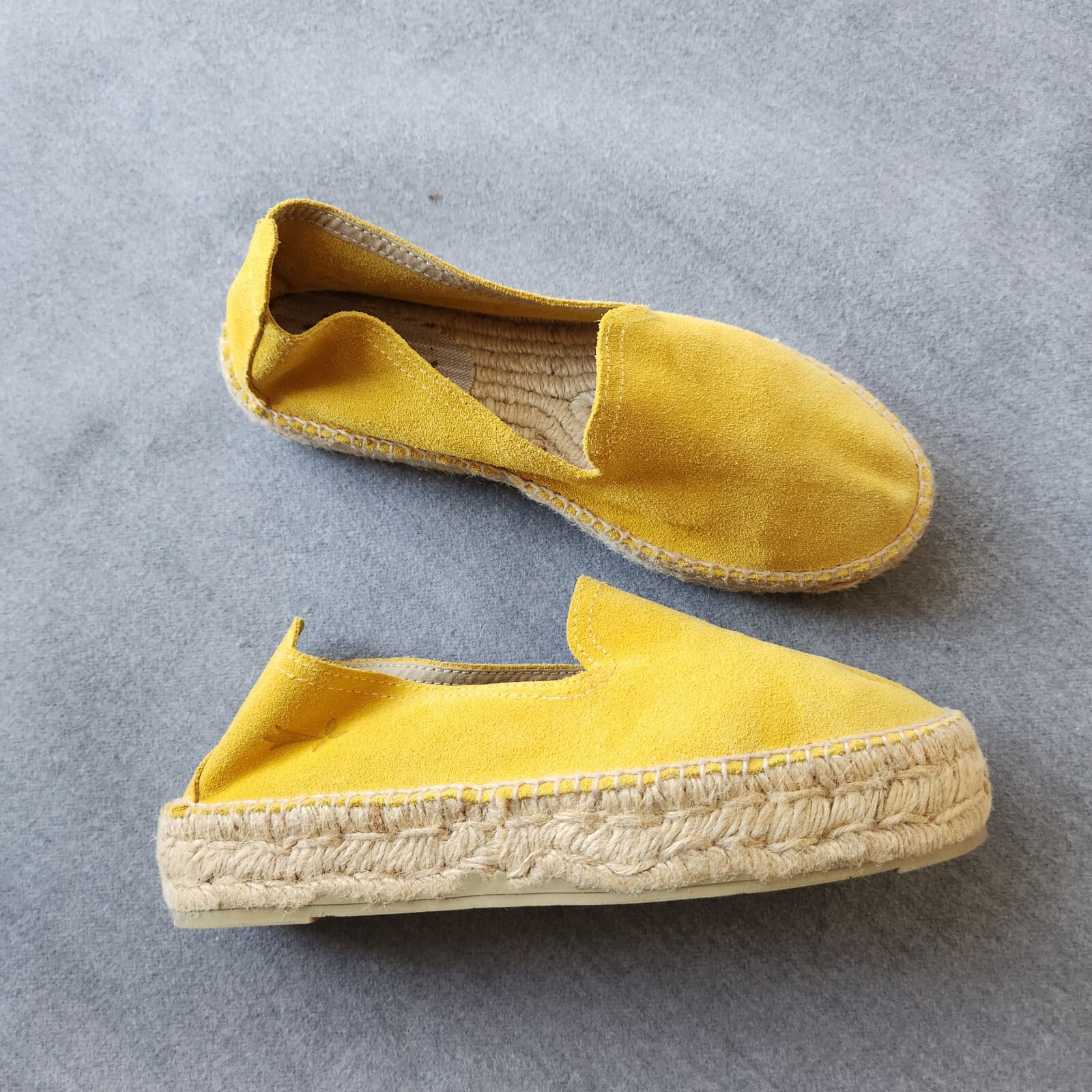 MANEBI $155 Hamptons Suede Jute Double Sole Espadrilles Slip-On Shoe Yellow EU39 - Thumbnail 3