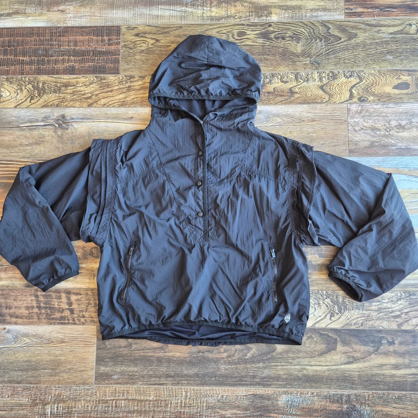 Free People Movement Hooded Lightweight Anorak Jacket Pullover Black Women's XS - Thumbnail 5