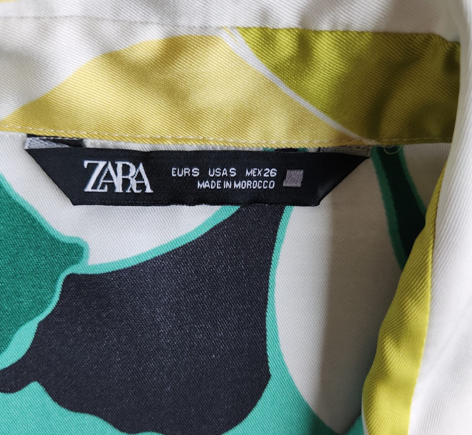 ZARA Satin Geometric Printed Button-Down Shirt Long Sleeve Multicolor Oversize S - Thumbnail 12