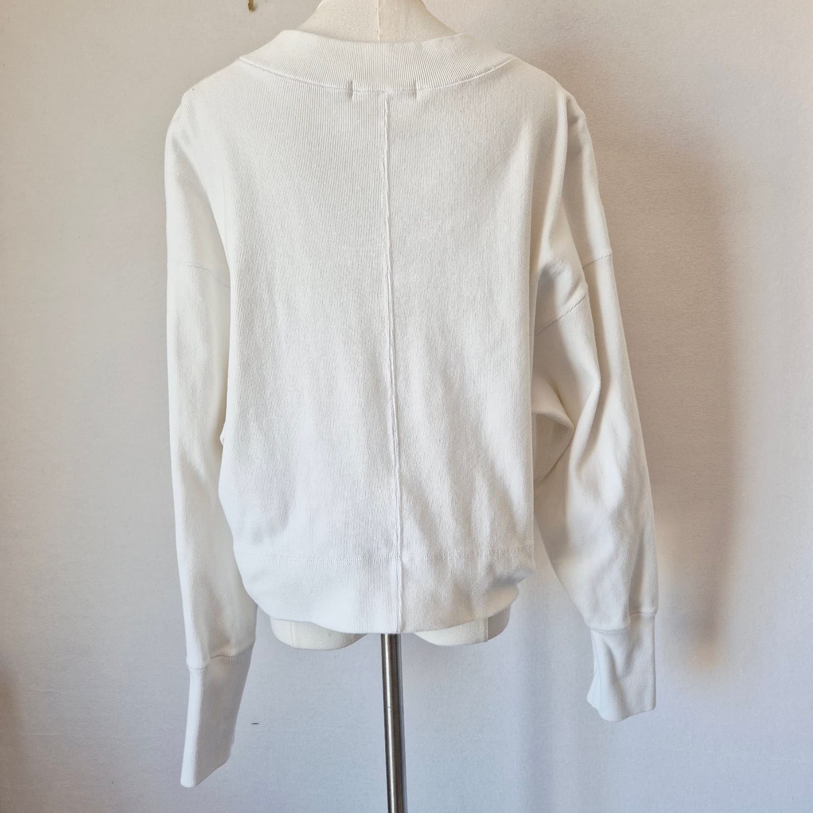 MOUSSY VINTAGE Made in Japan Boxy V-Neck Sweater Cotton Knit White Women's M - Thumbnail 6
