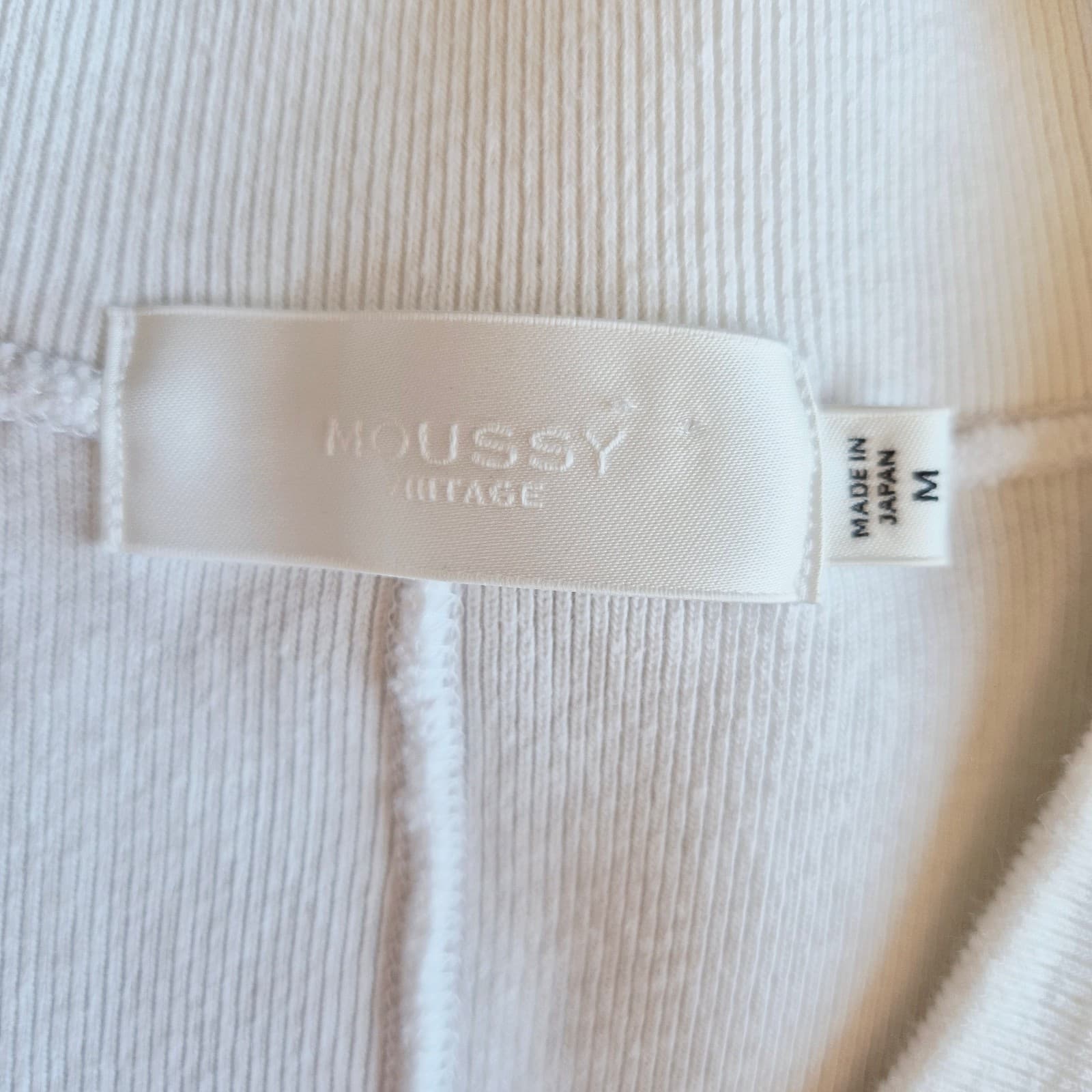 MOUSSY VINTAGE Made in Japan Boxy V-Neck Sweater Cotton Knit White Women's M - Thumbnail 7