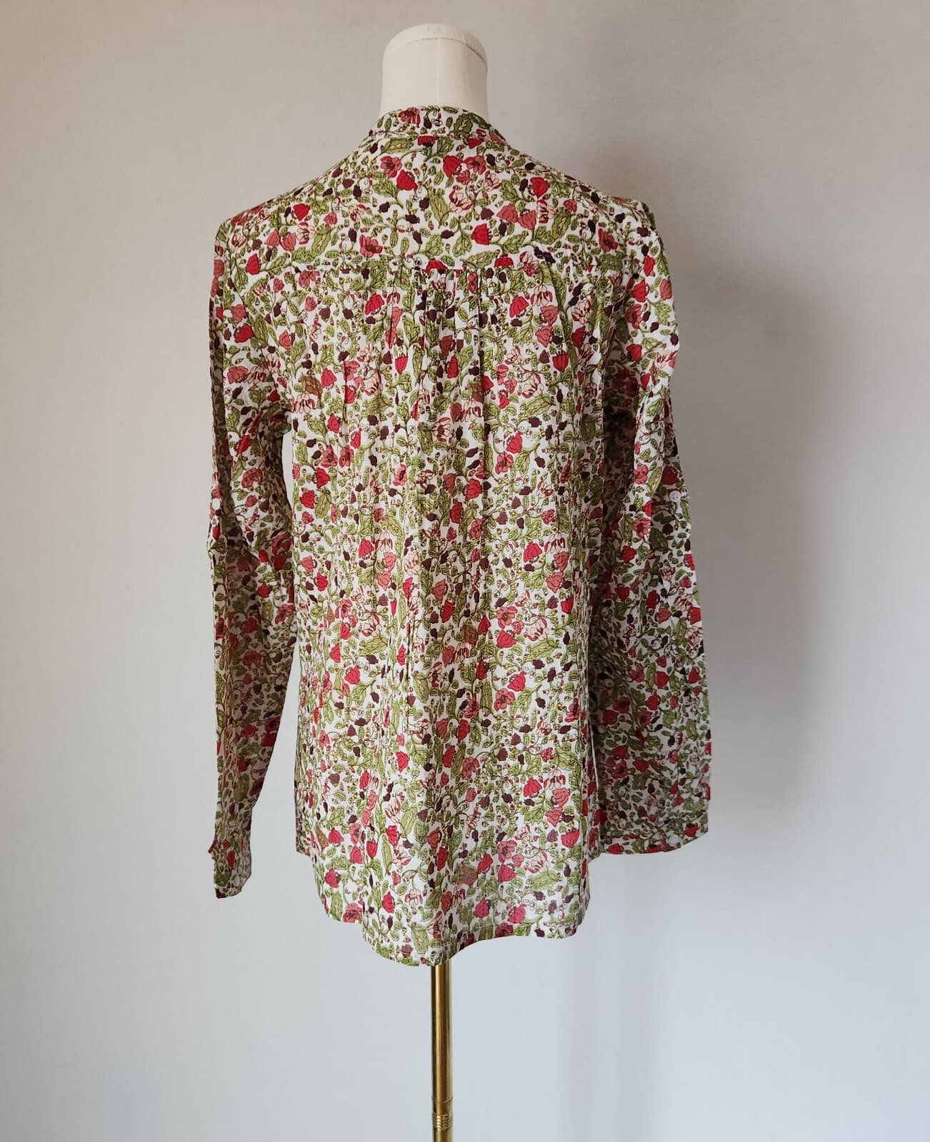 NWT Chaudry KC Floral Pintuck Popover Blouse Long Sleeve Cotton Multicolor Sz.M - Thumbnail 6