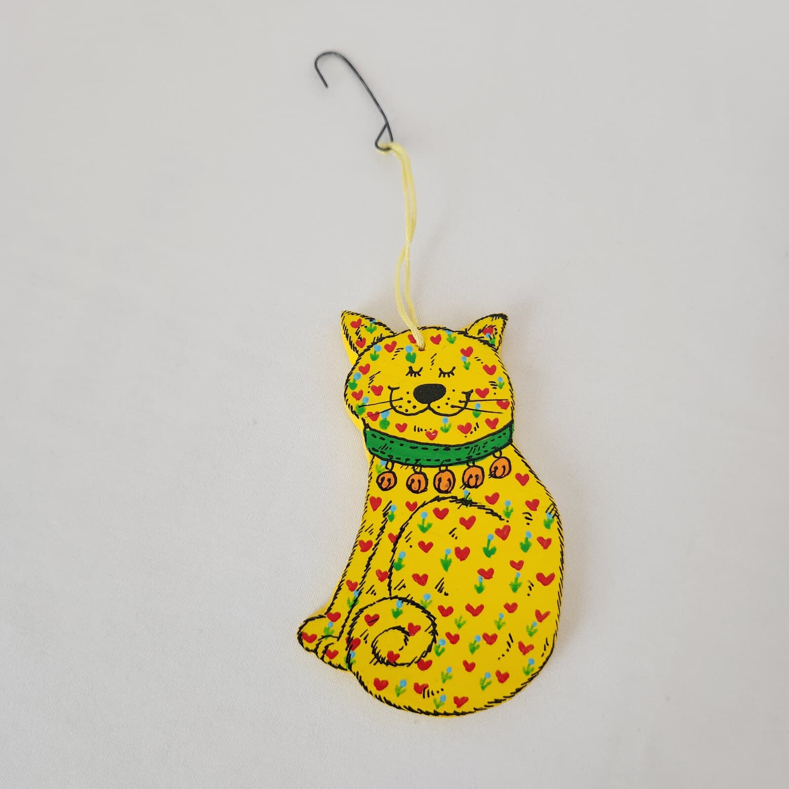 Vintage'1978 C.Kennedy Bubany 4 Pc. Flat Wooden Hand Painted Christmas Ornaments - Thumbnail 6