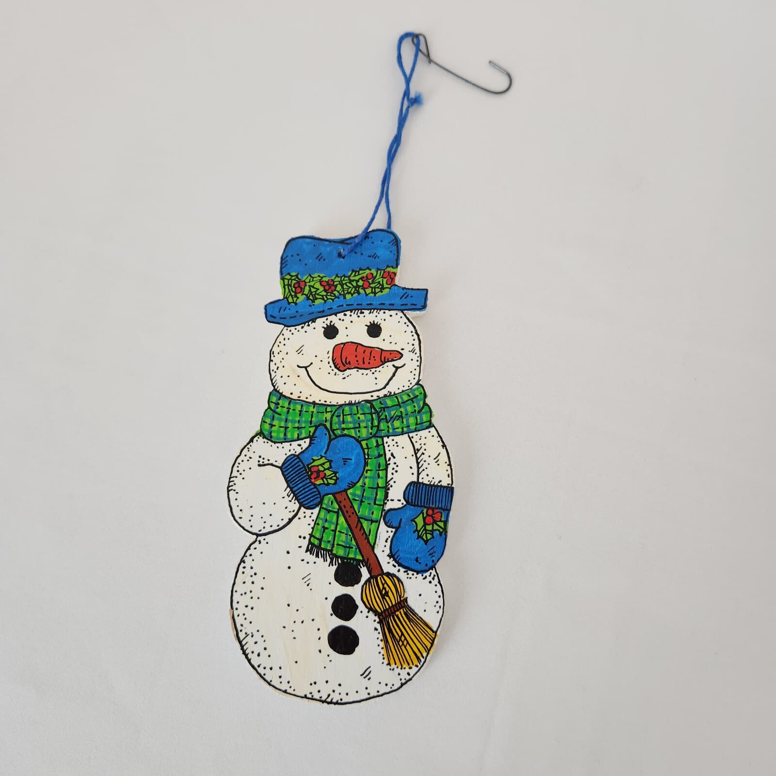 Vintage'1978 C.Kennedy Bubany 4 Pc. Flat Wooden Hand Painted Christmas Ornaments - Thumbnail 8