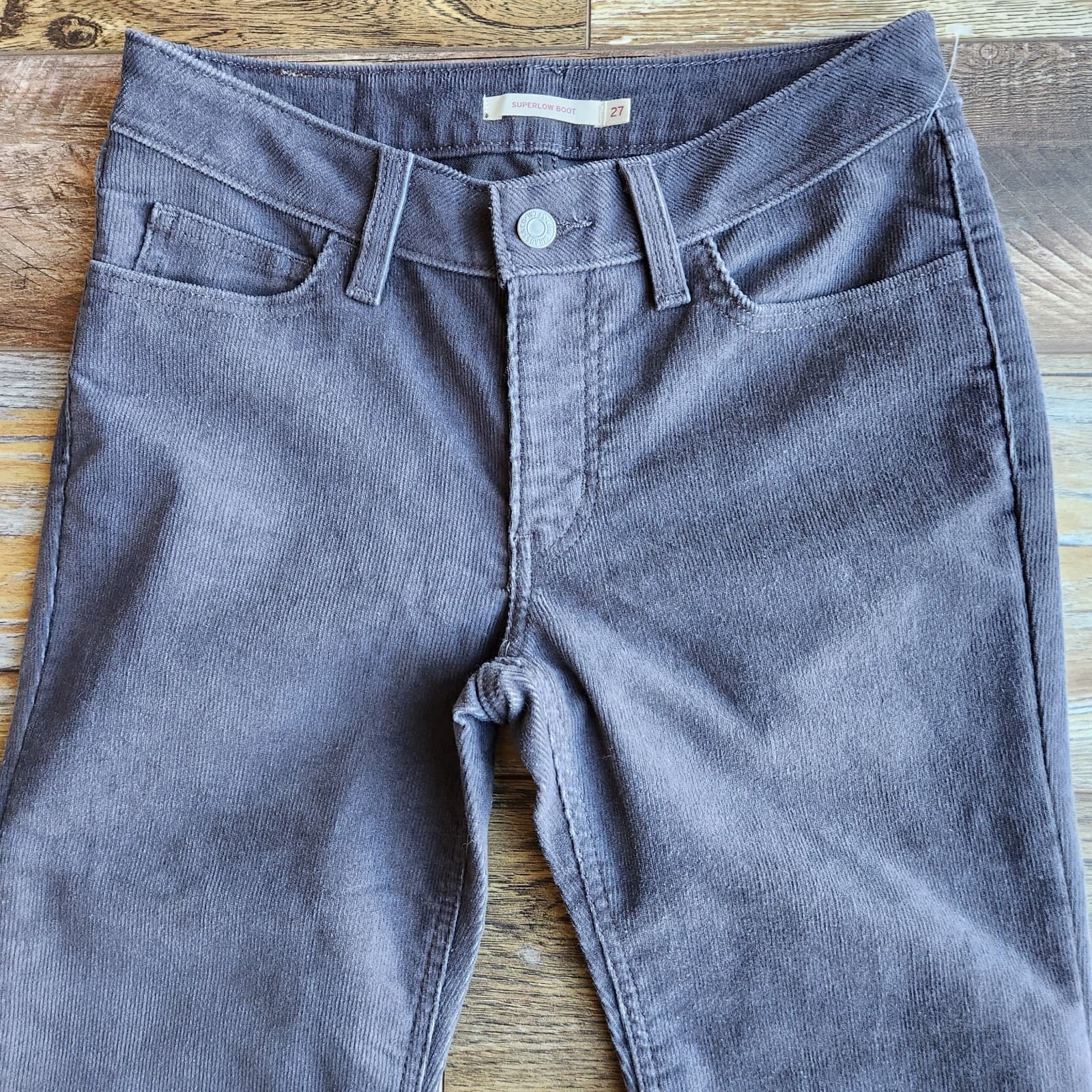 NEW Levi's Sample Not For Resale Superlow Bootcut Corduroy Jeans Charcoal Sz.27 - Thumbnail 5