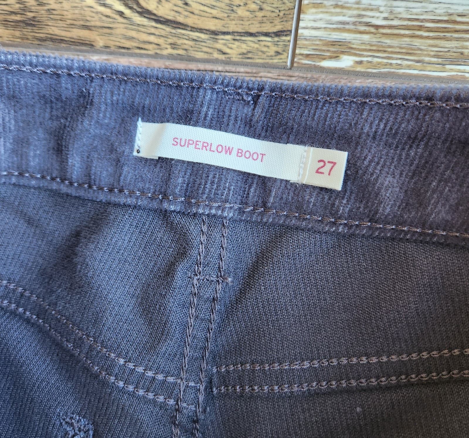 NEW Levi's Sample Not For Resale Superlow Bootcut Corduroy Jeans Charcoal Sz.27 - Thumbnail 7