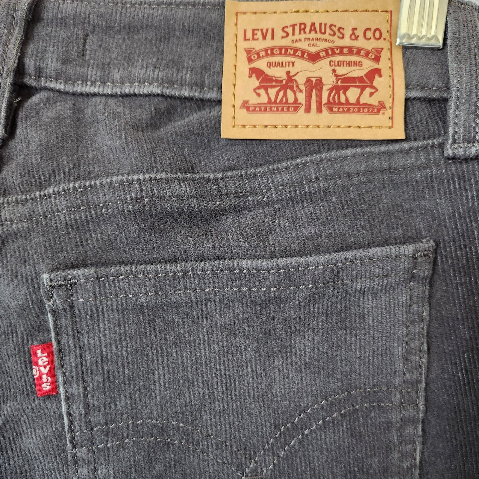 NEW Levi's Sample Not For Resale Superlow Bootcut Corduroy Jeans Charcoal Sz.27 - Thumbnail 4