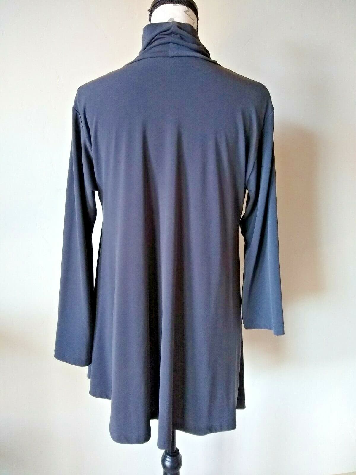 EDW Every Day Wear By Spirithouse Asymmetrica Top Long Sleeve Turtle Neck Gray S - Thumbnail 4