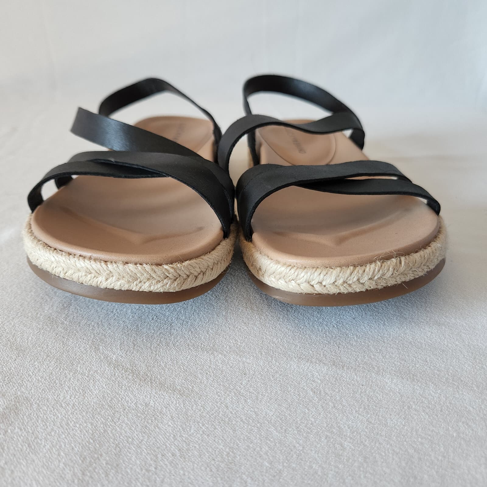 NWoB Lucky Brand Daedil Espadrille Leather Sandals Diagonal Strap Black US8.5M - Thumbnail 8