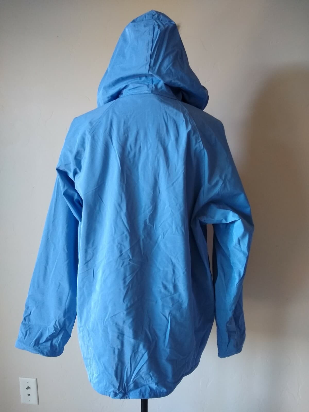 JG HOOK PVC Rain Coat Jacket Hood Cotton-Lined Zip Pockets Blue Sz.S - Thumbnail 4