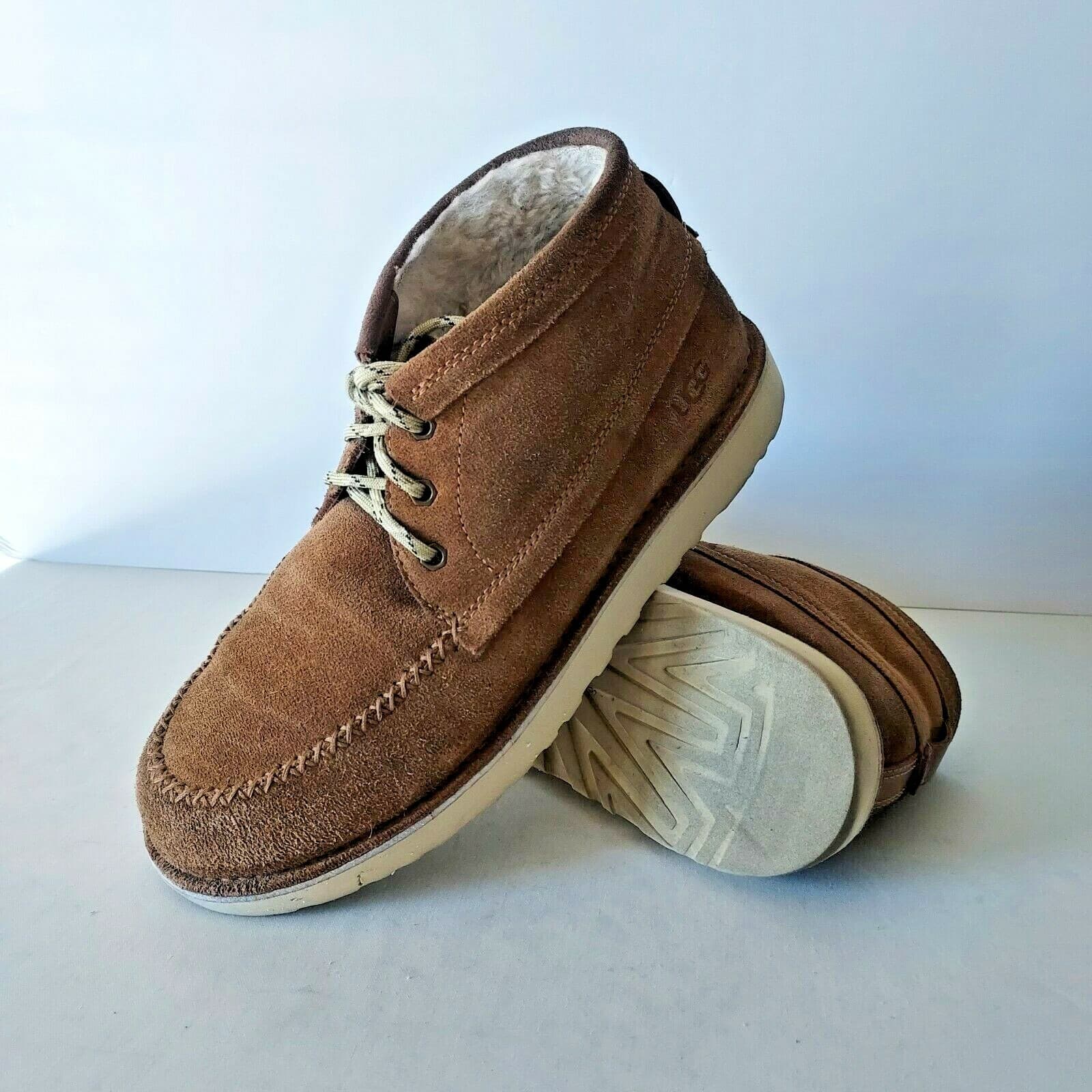 UGG Campout Suede Chukka Ankle Boots Sheepskin Lining Lace-Up Tan Men US10 - Thumbnail 3