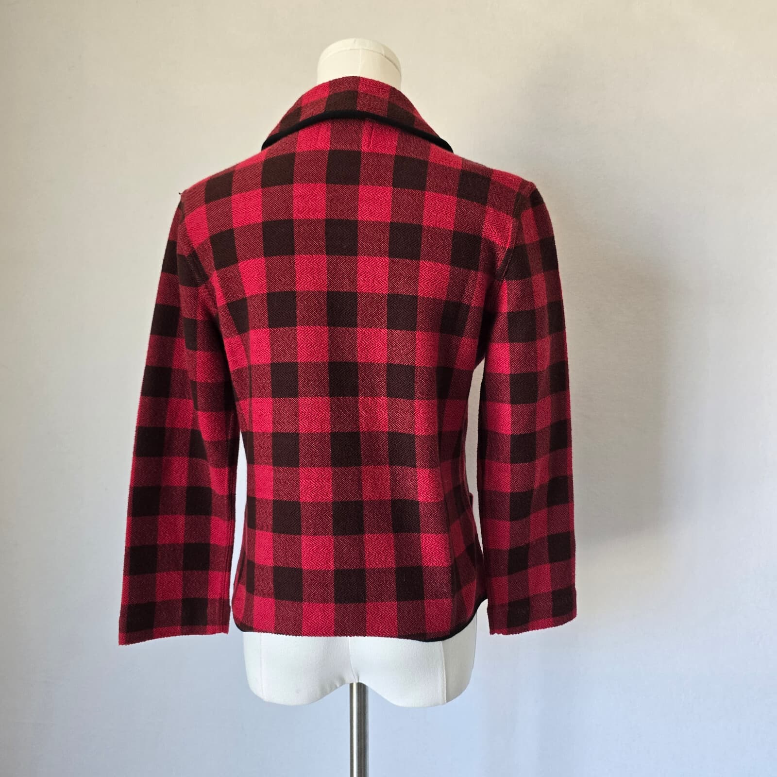 Denim & Supply Ralph Lauren Red Buffalo Plaid Jacket Terry Knit Cotton Women's S - Thumbnail 6