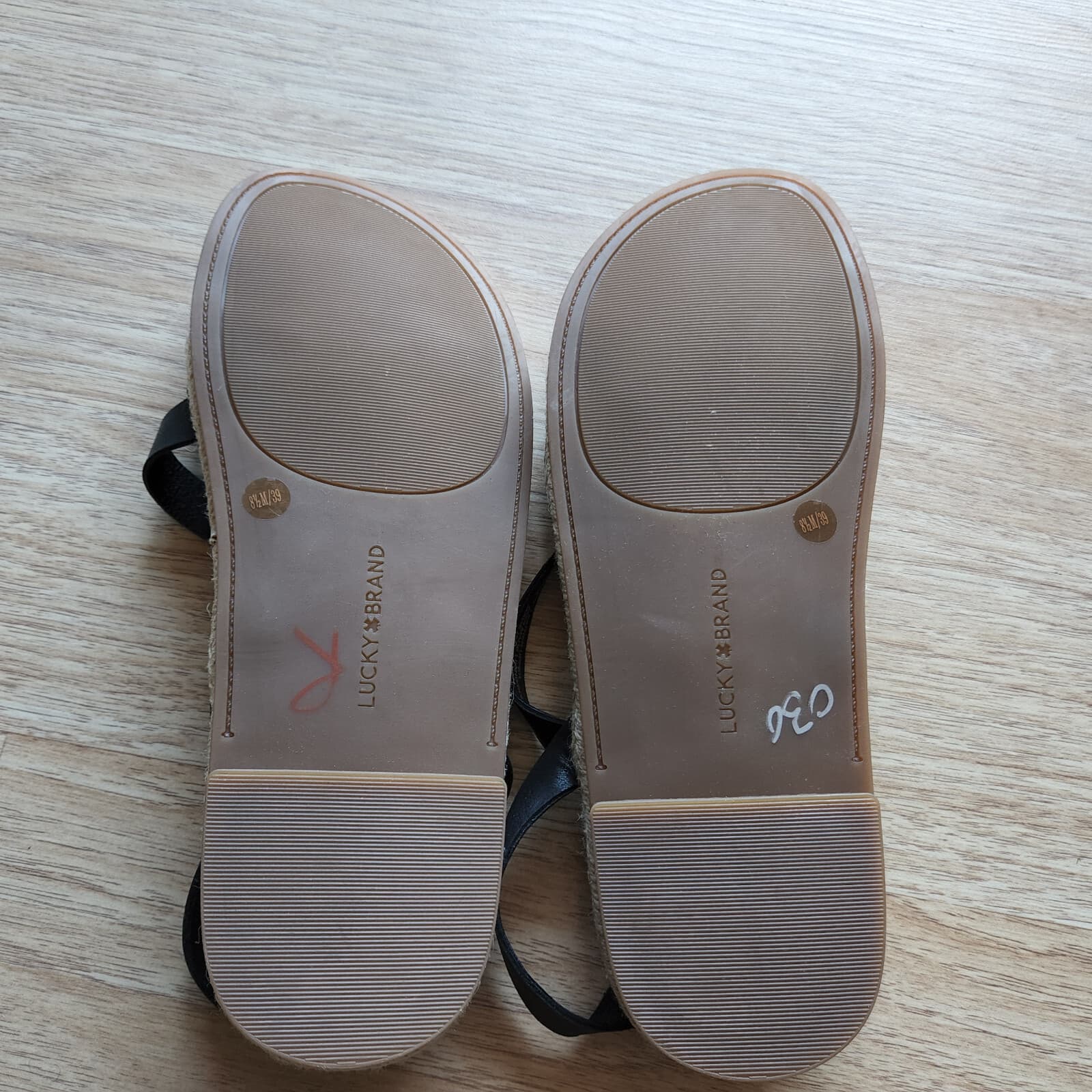NWoB Lucky Brand Daedil Espadrille Leather Sandals Diagonal Strap Black US8.5M - Thumbnail 6