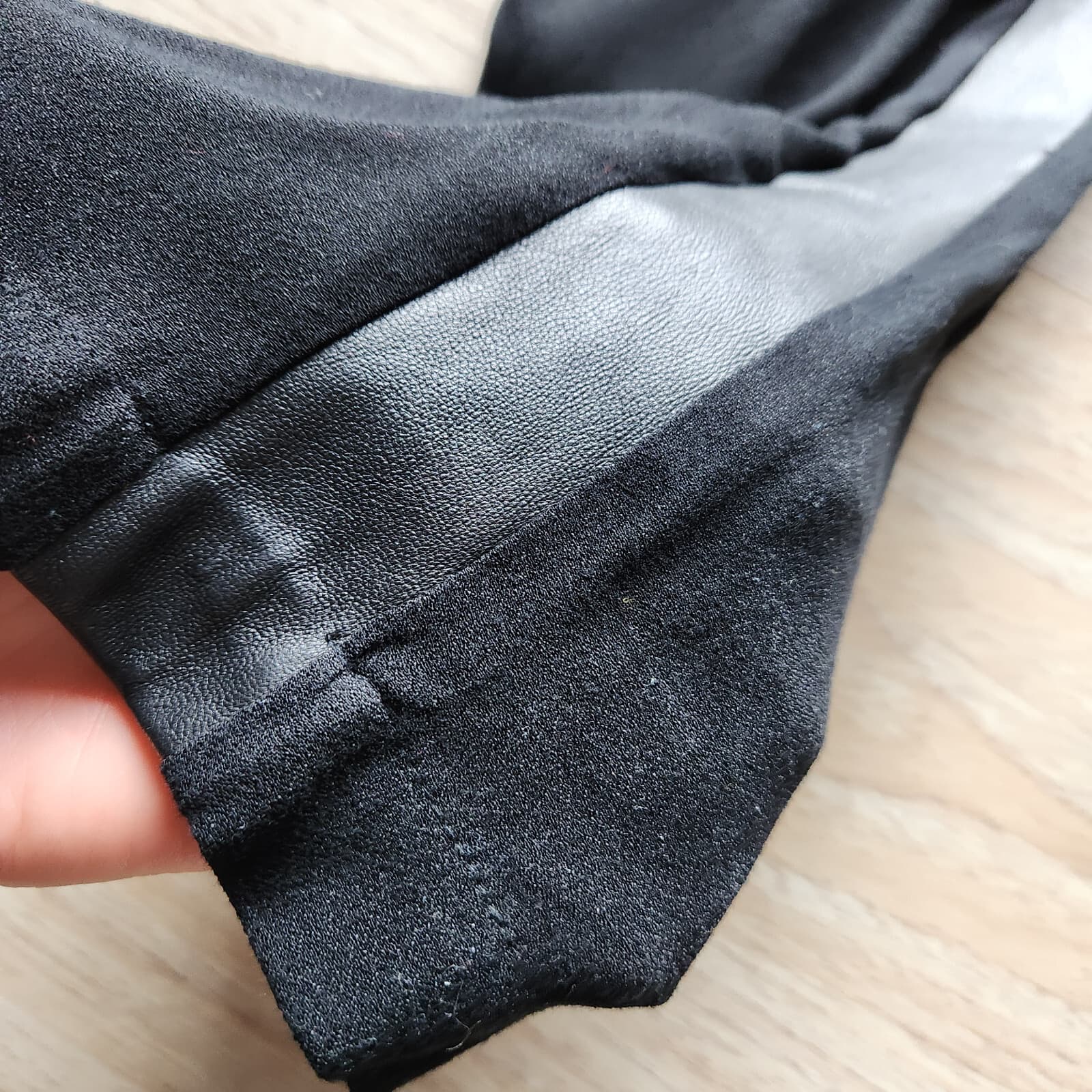 NWT Twelfth Street by Cynthia Vincent Leather Trim Pleat Pants Slim Black Small - Thumbnail 3