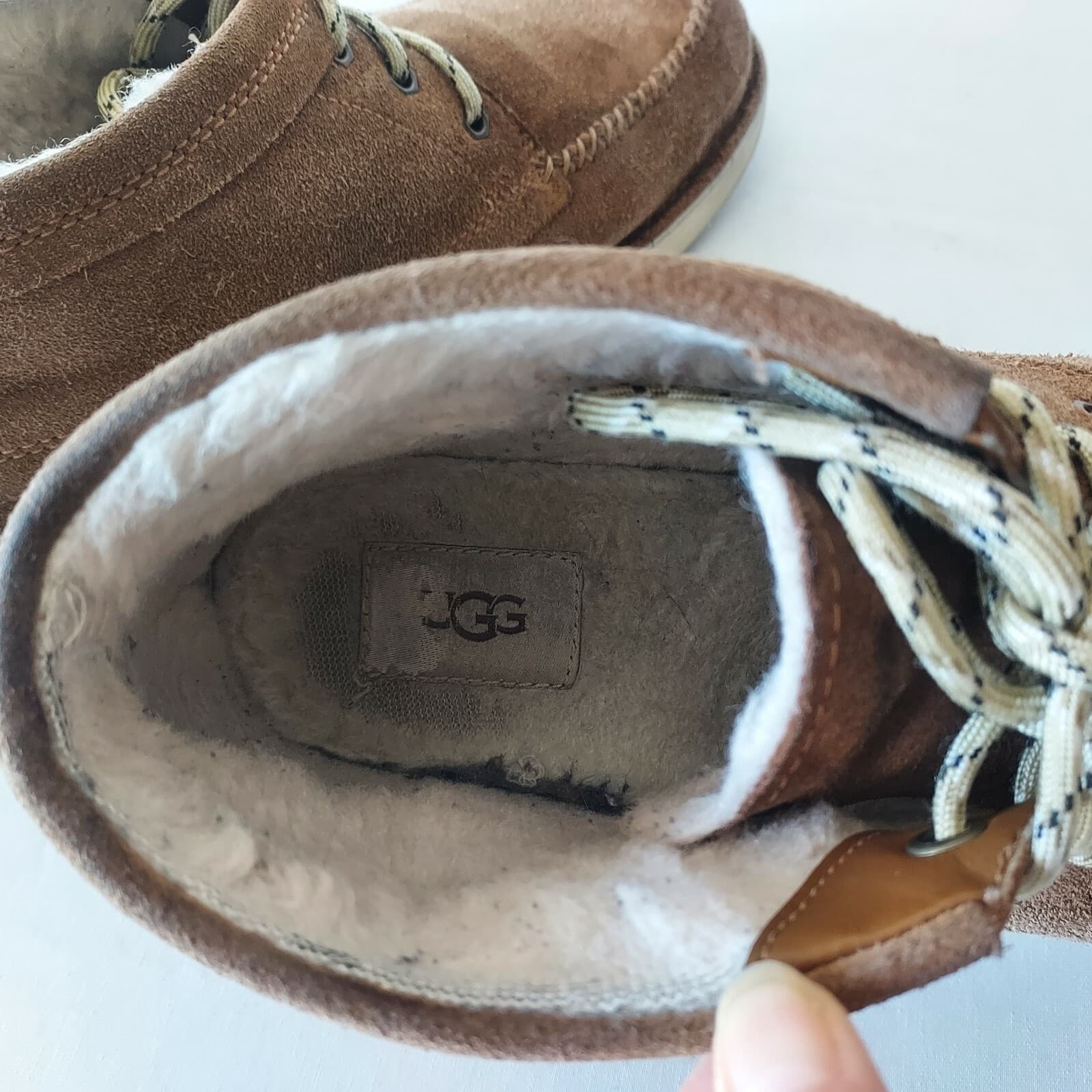 UGG Campout Suede Chukka Ankle Boots Sheepskin Lining Lace-Up Tan Men US10 - Thumbnail 10