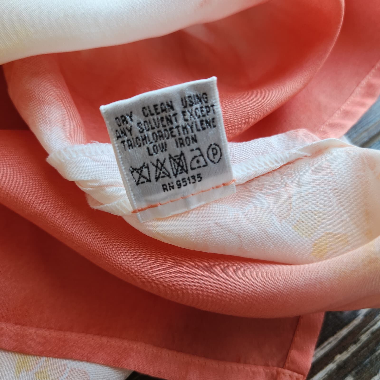 Lafayette 148 New York Silk Satin Tie-Dye Oversize Tunic Top 3/4 Sleeve Coral S - Thumbnail 11