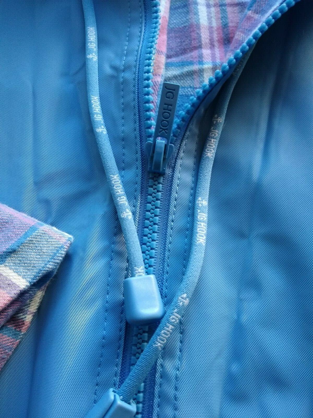 JG HOOK PVC Rain Coat Jacket Hood Cotton-Lined Zip Pockets Blue Sz.S - Thumbnail 9