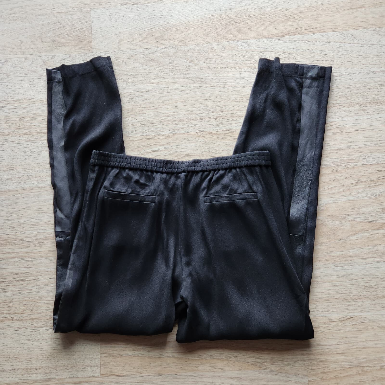 NWT Twelfth Street by Cynthia Vincent Leather Trim Pleat Pants Slim Black Small - Thumbnail 5