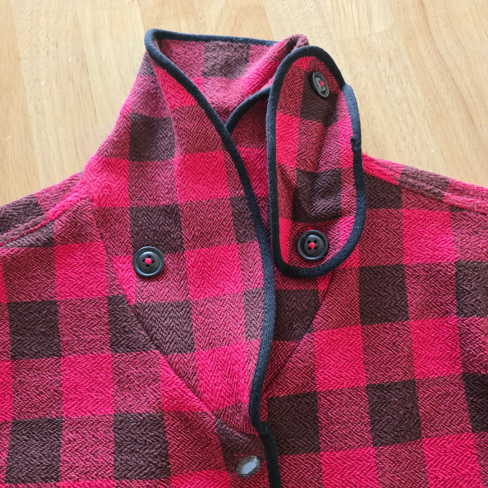 Denim & Supply Ralph Lauren Red Buffalo Plaid Jacket Terry Knit Cotton Women's S - Thumbnail 8