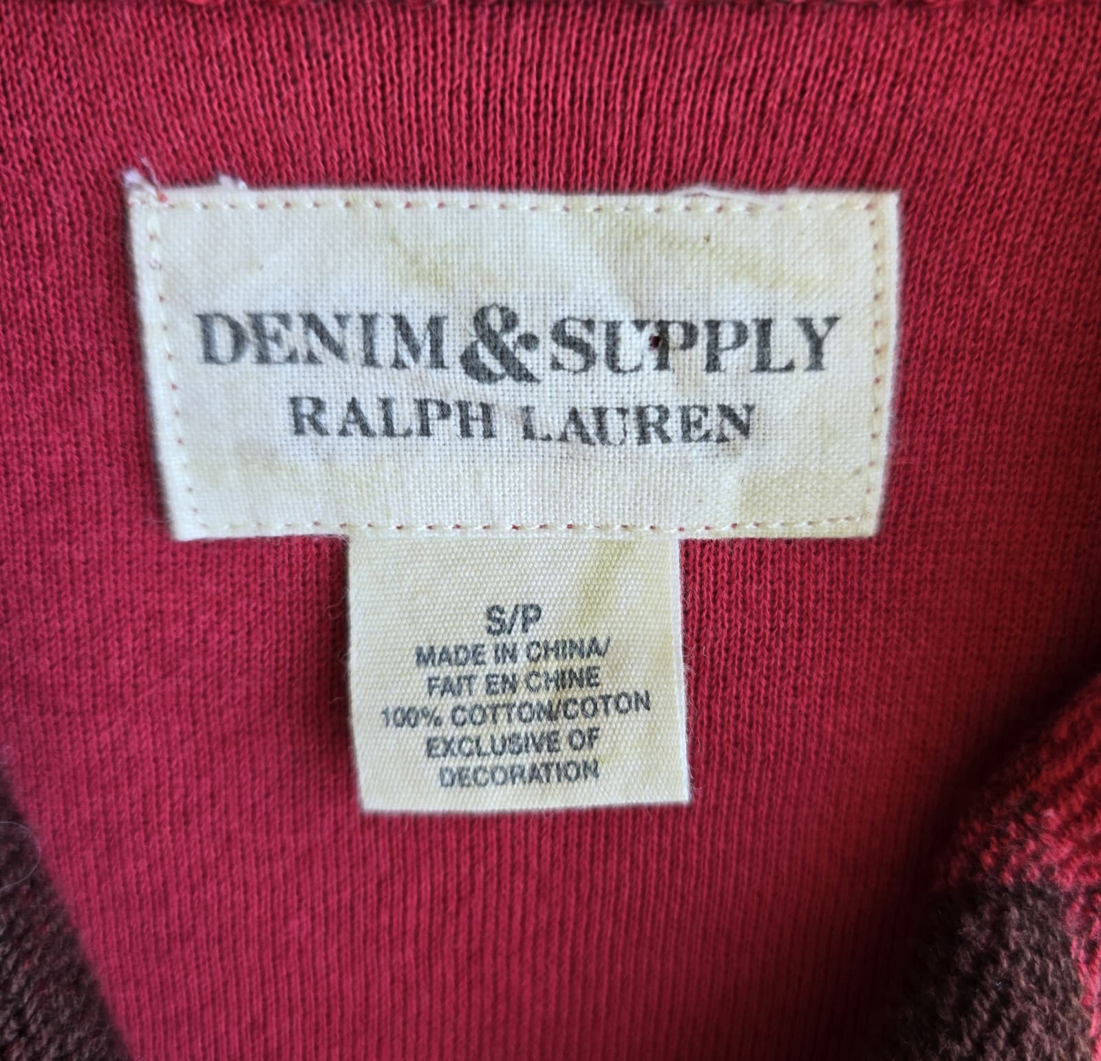Denim & Supply Ralph Lauren Red Buffalo Plaid Jacket Terry Knit Cotton Women's S - Thumbnail 9