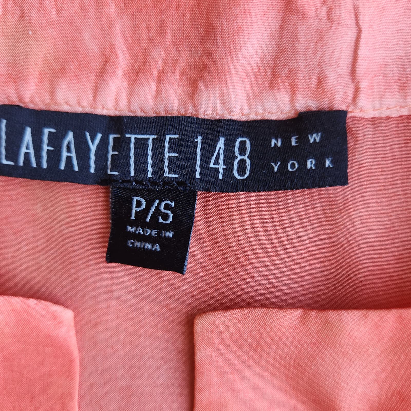 Lafayette 148 New York Silk Satin Tie-Dye Oversize Tunic Top 3/4 Sleeve Coral S - Thumbnail 9