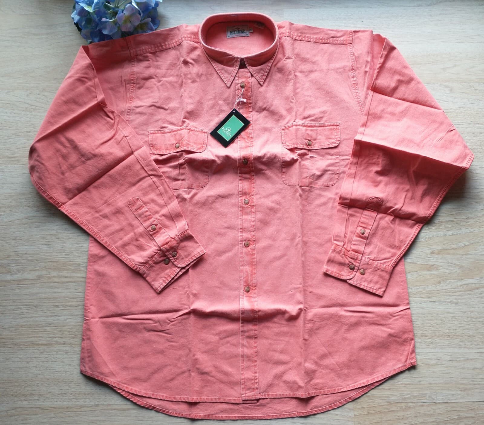 NWT RED HEAD Outdoor Castmaster 2-Shirts Long Sleeve Button Salmon Blue Men 2XLT - Thumbnail 3