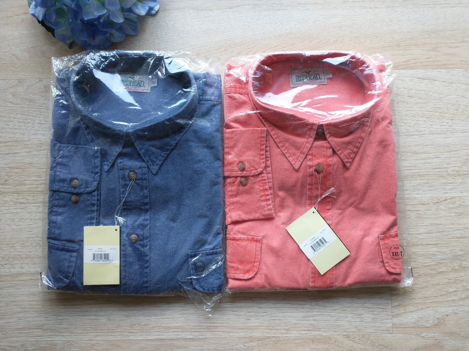 NWT RED HEAD Outdoor Castmaster 2-Shirts Long Sleeve Button Salmon Blue Men 2XLT - Thumbnail 2