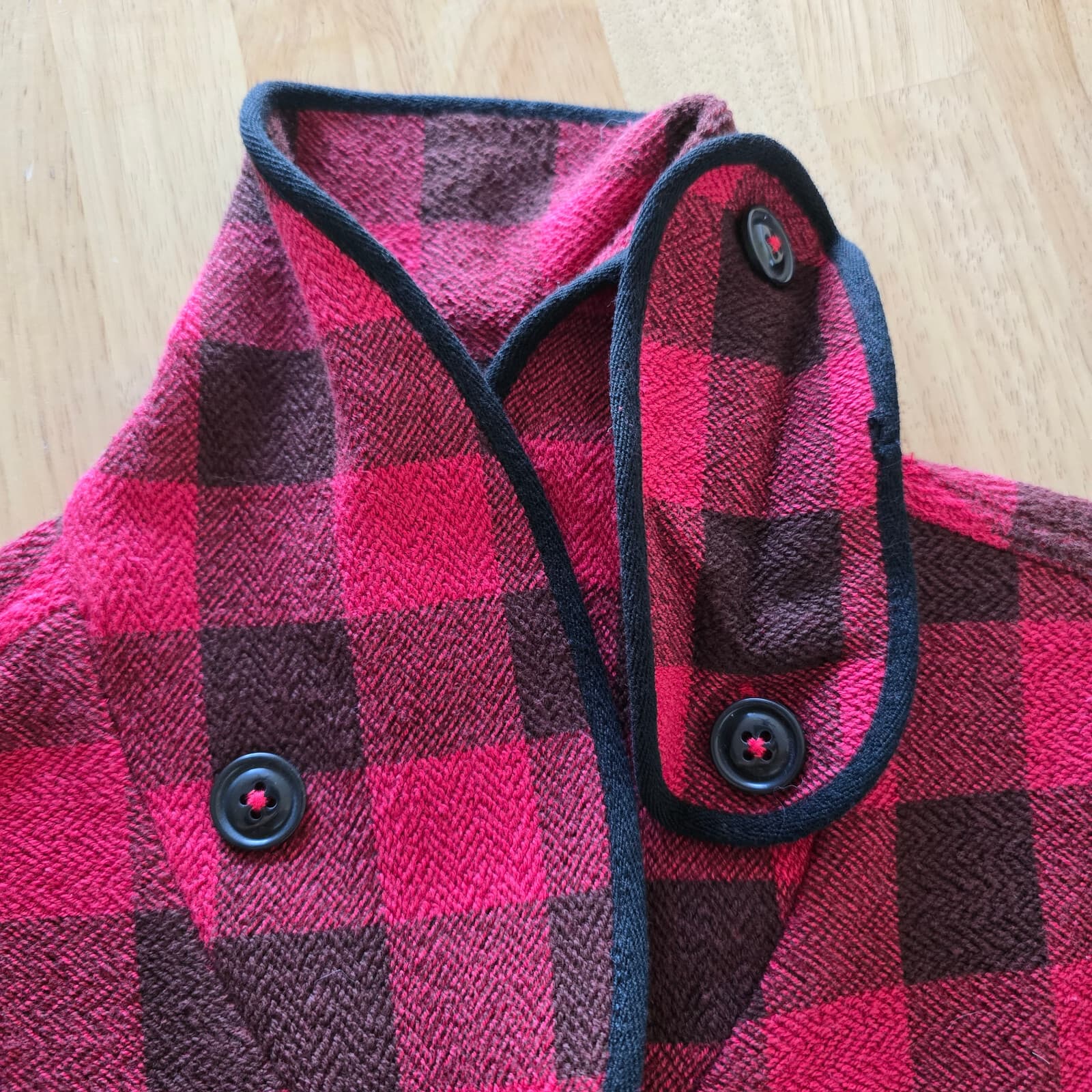 Denim & Supply Ralph Lauren Red Buffalo Plaid Jacket Terry Knit Cotton Women's S - Thumbnail 7