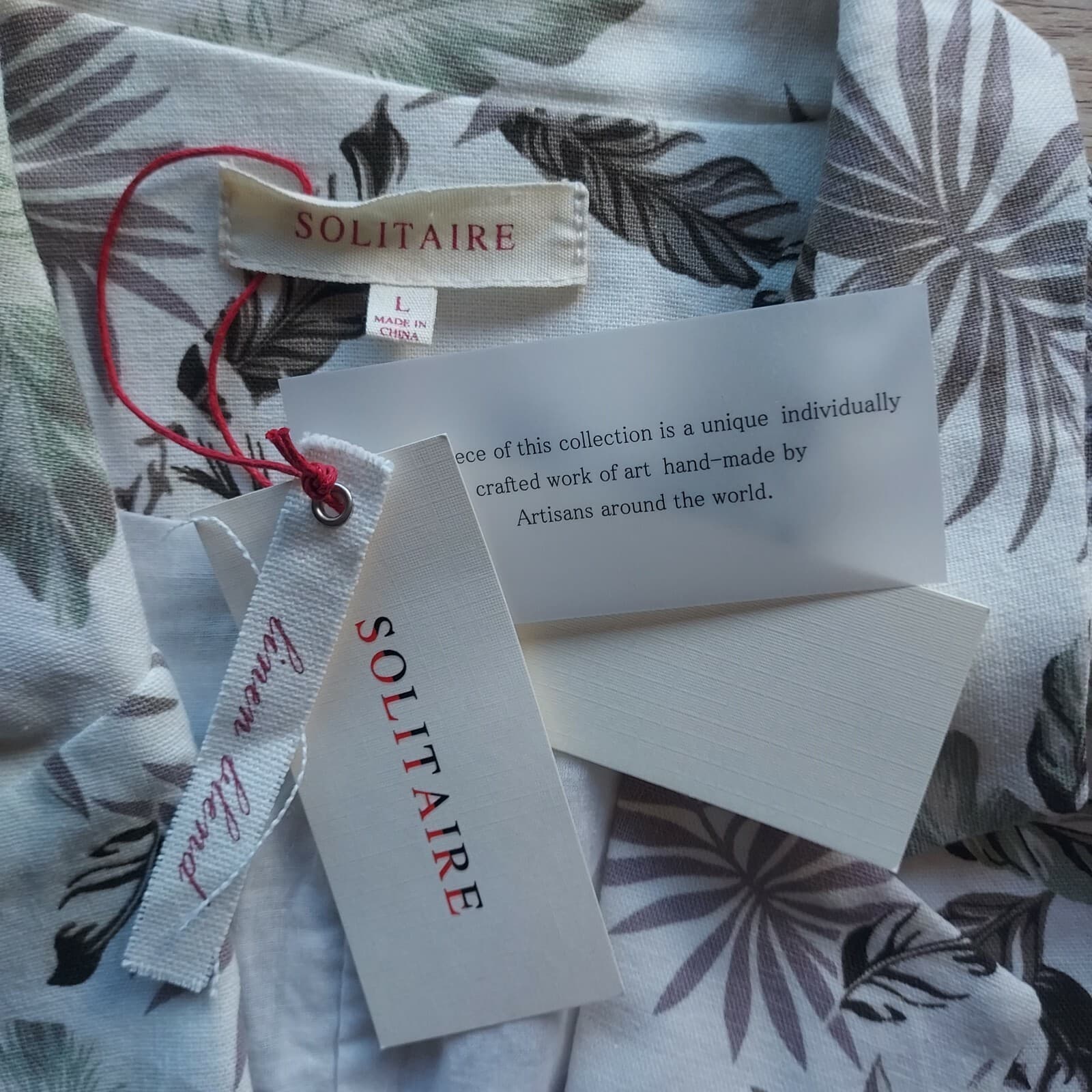 NWT SOLITAIRE Linen Blend Tropical Leaves Blazer One-Button Multicolor Women L - Thumbnail 9