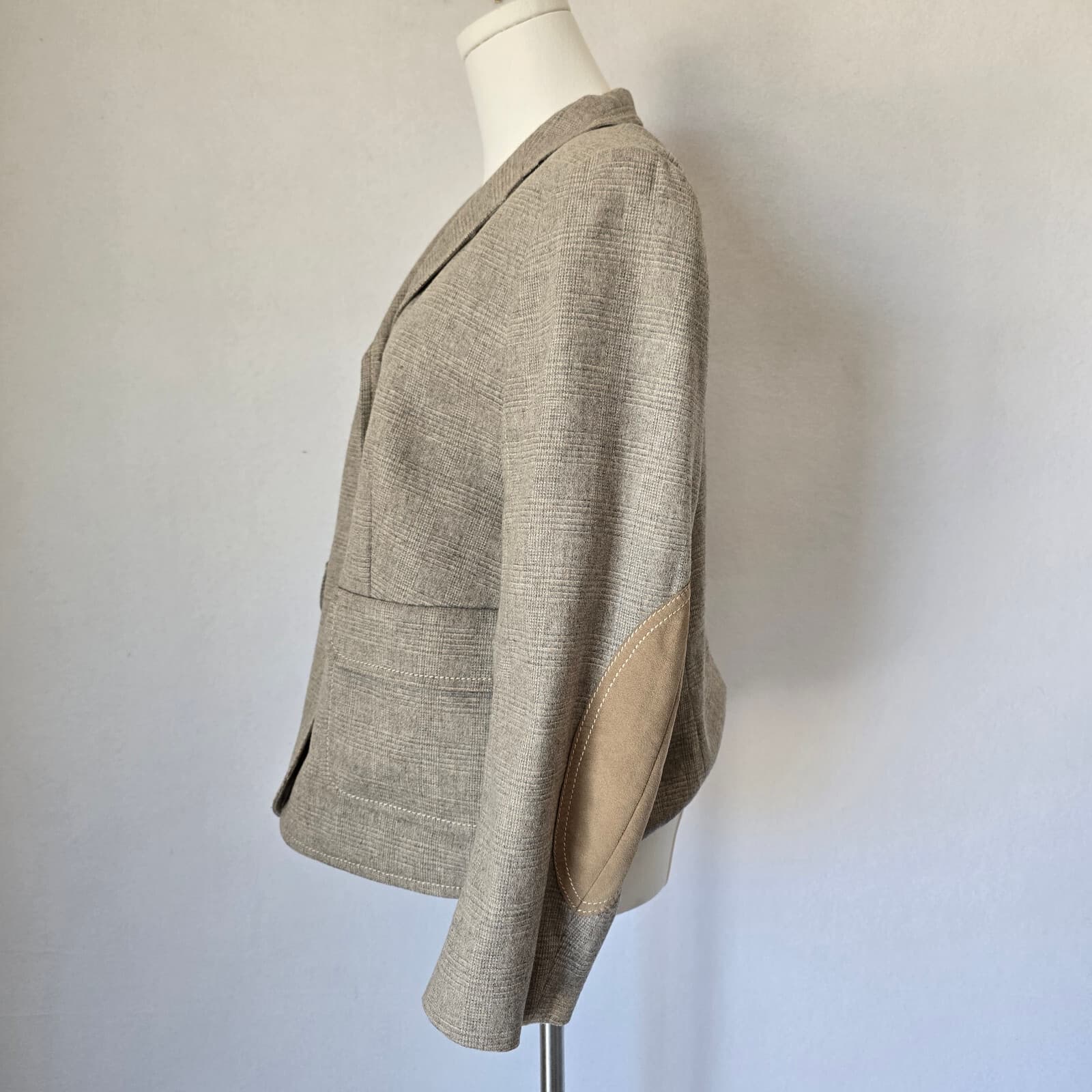 ESCADA Sport Wool Blend Elbow Suede-Patch Blazer Jacket 3-Button Brown Womens 42 - Thumbnail 6