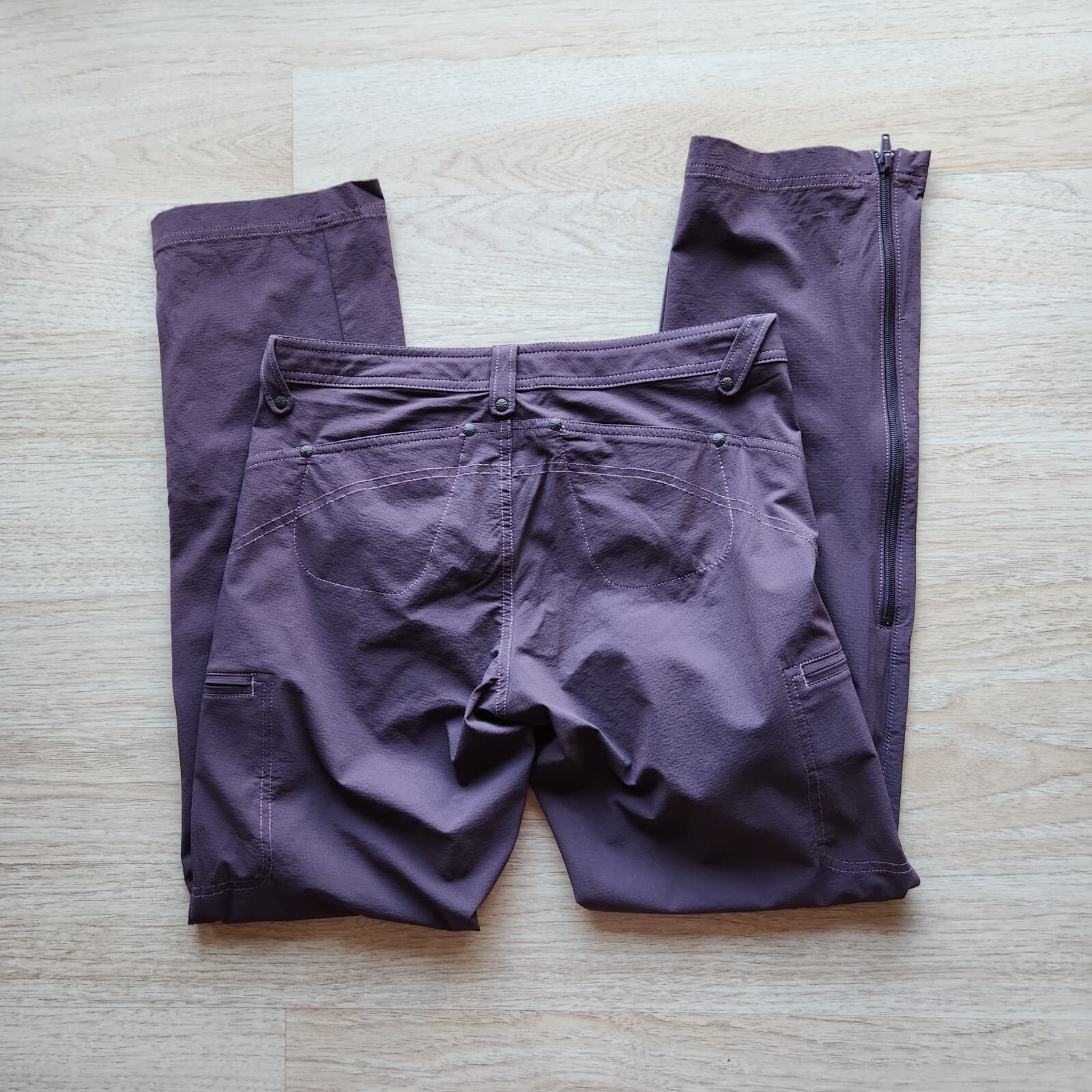 Athleta Women's 4 Hiking Track Cargo Slim Pants Ankle-Zip Stretch Eggplant - Thumbnail 9