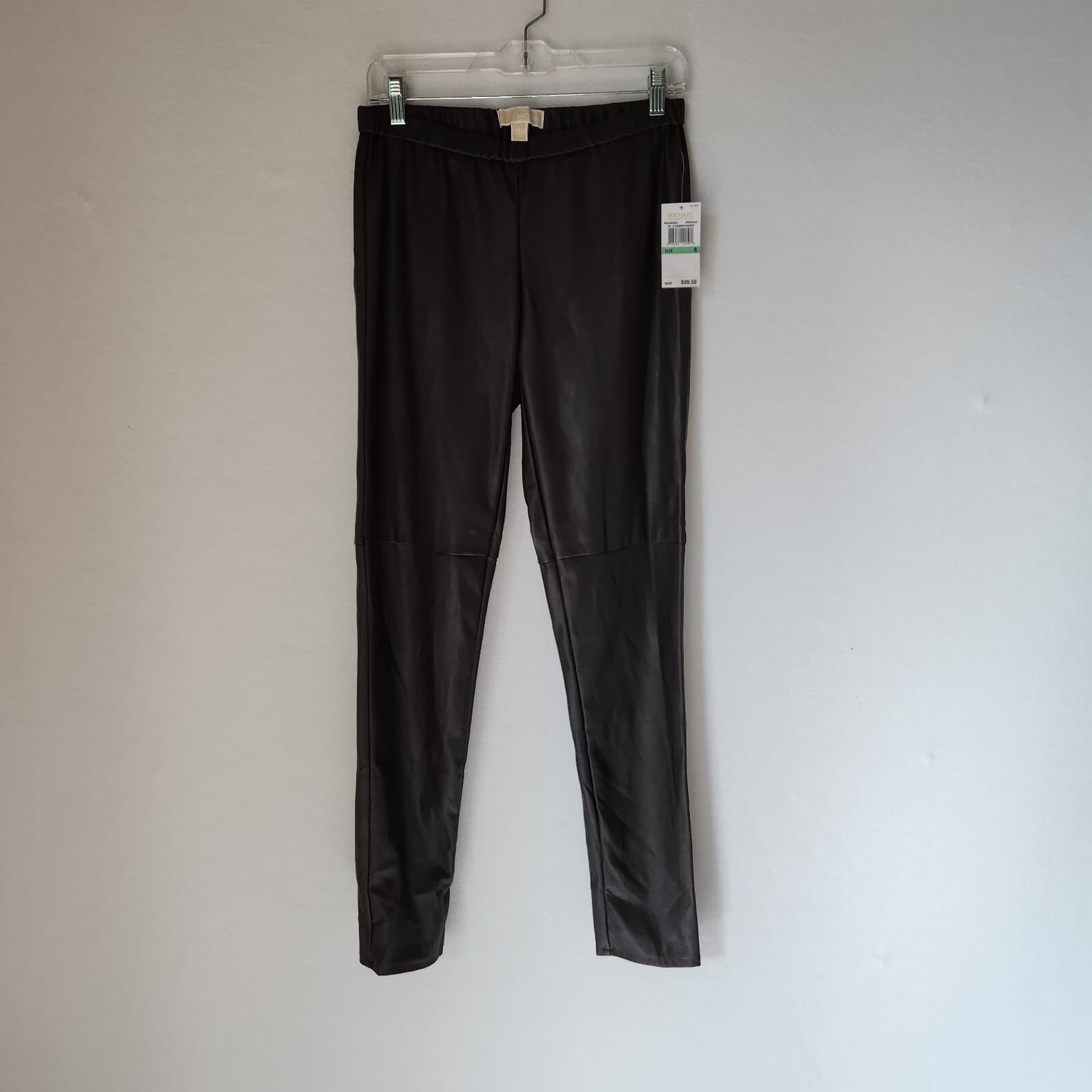NWT Michael Kors Faux Leather Legging Pants Pull-On Chocolate Women Sz.8 $100 - Thumbnail 4
