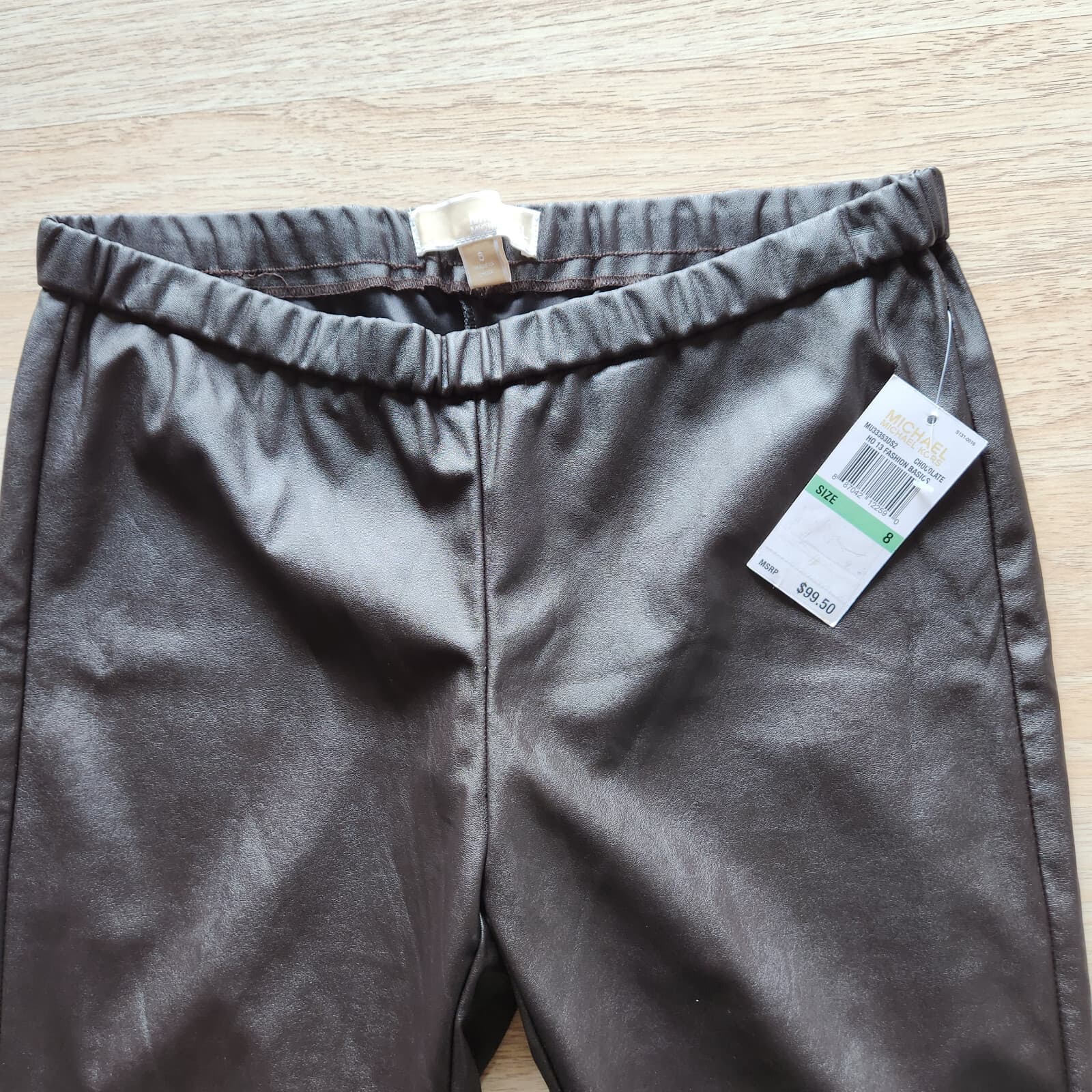 NWT Michael Kors Faux Leather Legging Pants Pull-On Chocolate Women Sz.8 $100 - Thumbnail 7