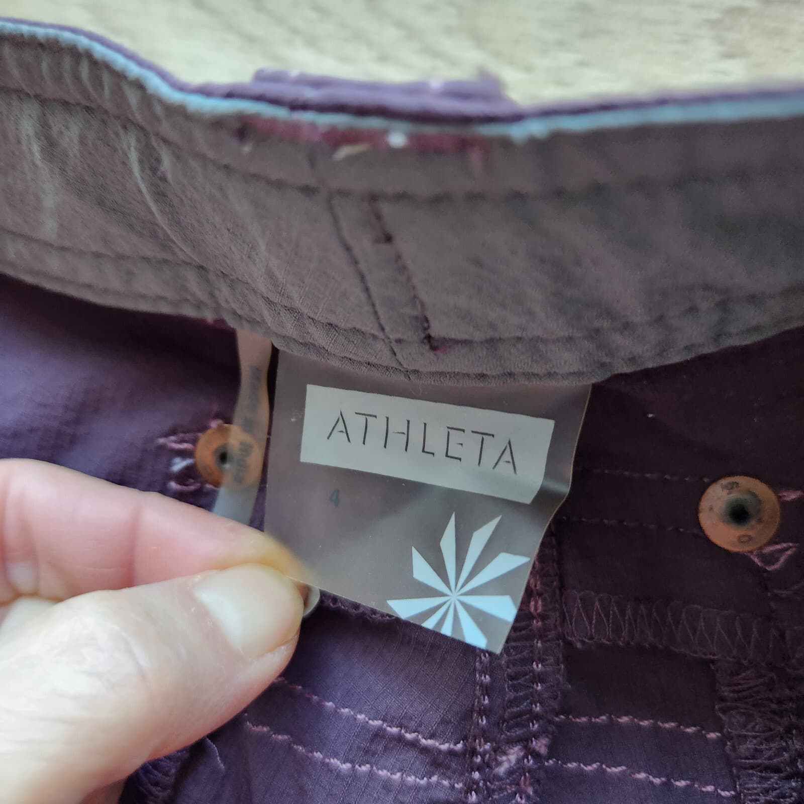Athleta Women's 4 Hiking Track Cargo Slim Pants Ankle-Zip Stretch Eggplant - Thumbnail 6
