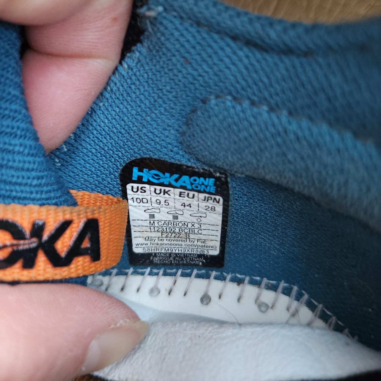 Hoka One One Carbon X 3 Men’s Running Shoes Comfort Lace-Up Blue Black US 10D - Thumbnail 10