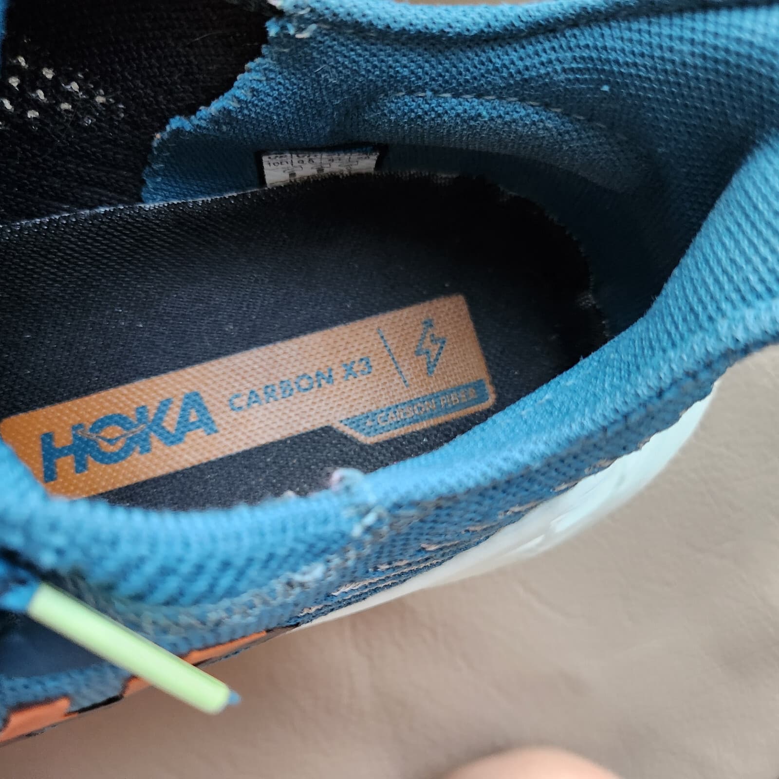 Hoka One One Carbon X 3 Men’s Running Shoes Comfort Lace-Up Blue Black US 10D - Thumbnail 9