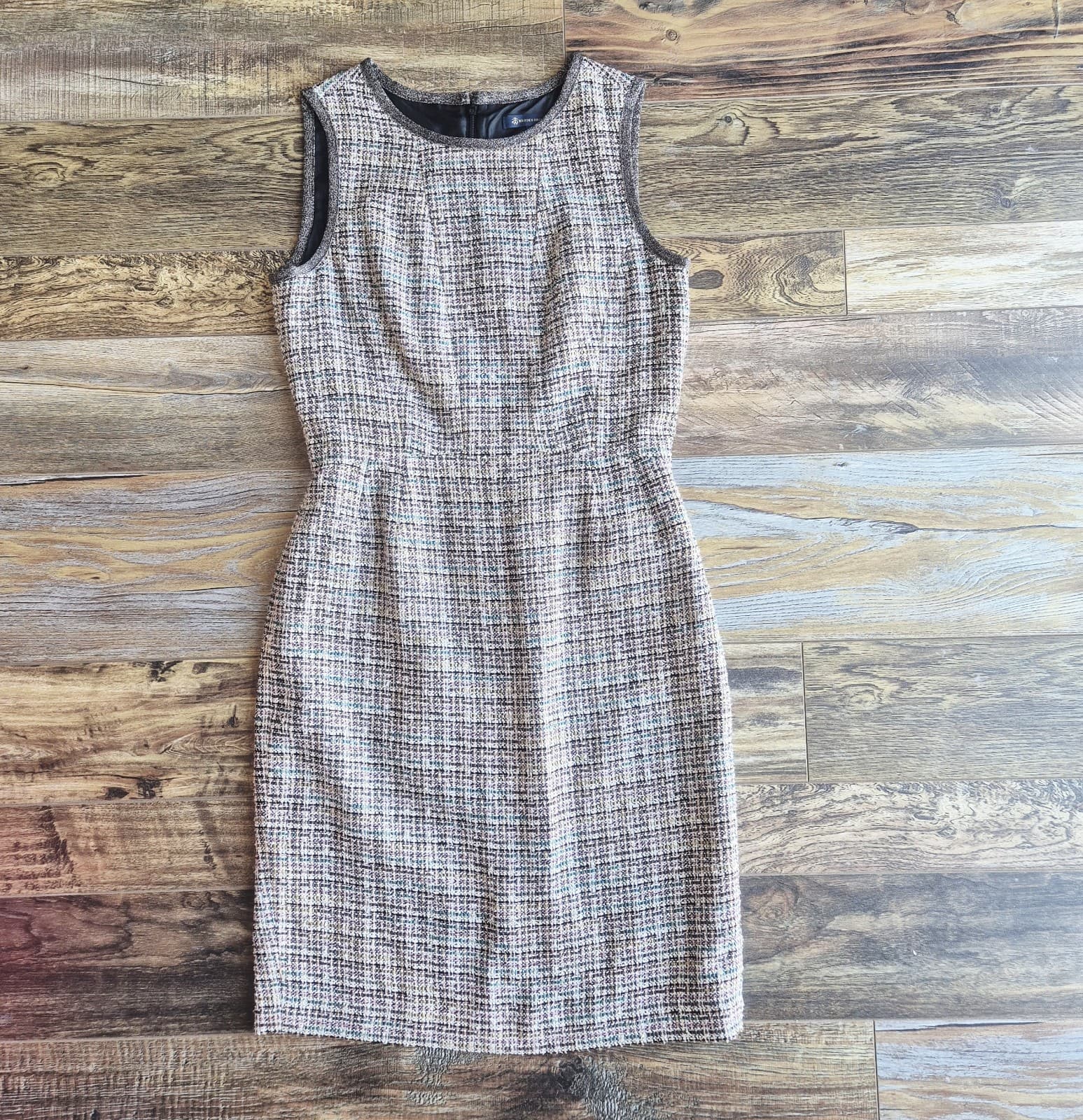 Brooks Brothers Tweed Sheath Dress Sleeveless Lined Wool Blend Metallic Womens 8 - Thumbnail 4